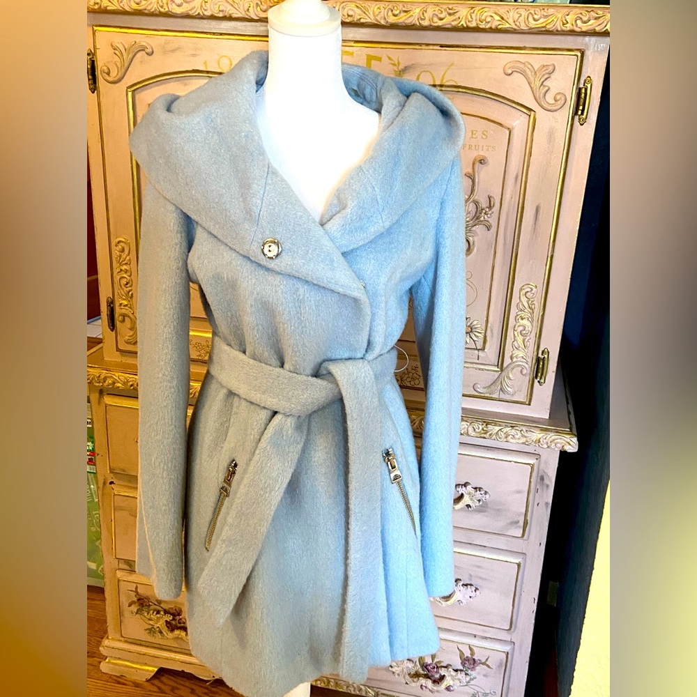 Guess Los Angeles blush blue pea coat